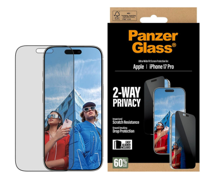 Szkło i folia ochronna PanzerGlass Ultra-Wide Fit EasyAligner do iPhone 17 Pro privacy
